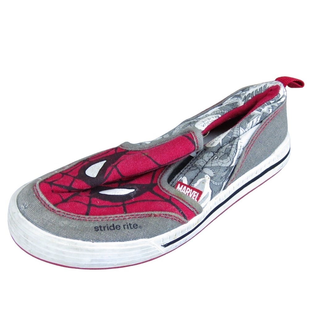 Stride Rite‎ Boys Sneaker Spider-Man Sz T 12.5 Medium Gray Fabric Slip On